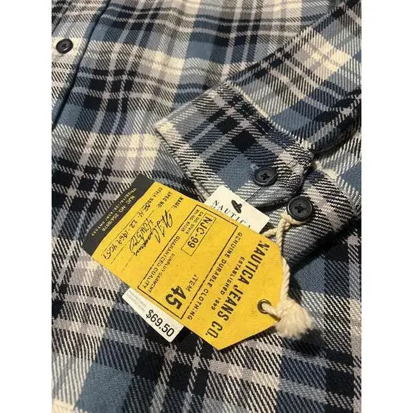 Nautica Men's Blue Plaid Button-Up Shirt L NWT - Picture 3 of 6